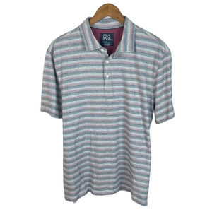 PO712 Mens JoS. A. Bank Tailored Fit Striped Casual Polo Shirt L
